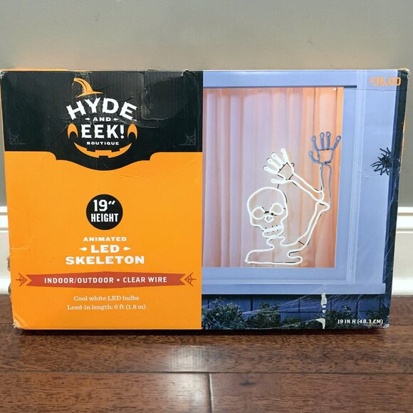 Hyde & Eek! Waving Skeleton Faux Neon LED Halloween Motion Light Sign NEW 2022 - Picture 4 of 7